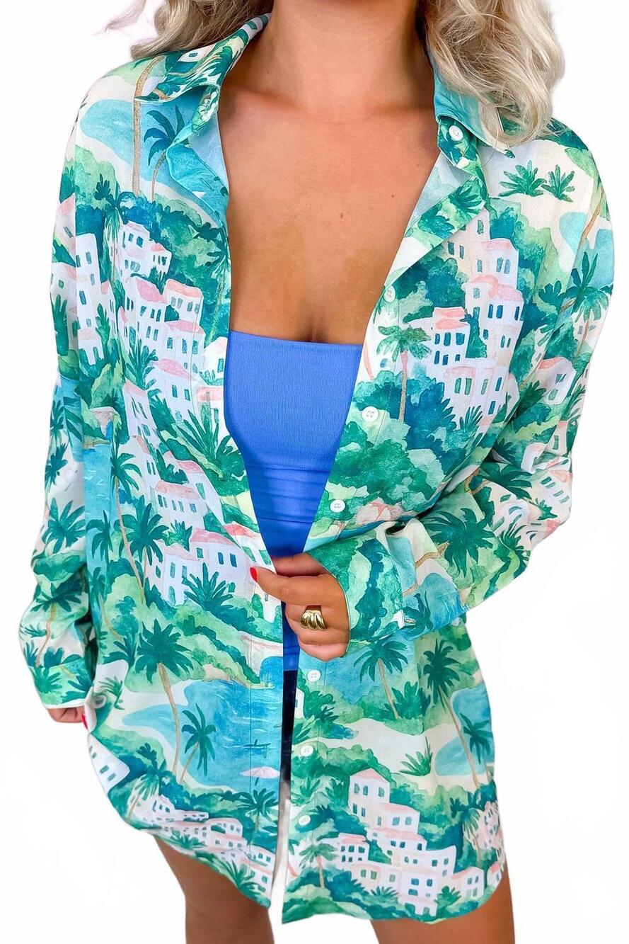 NEW JESS LEA women's coastal vista cover up in green